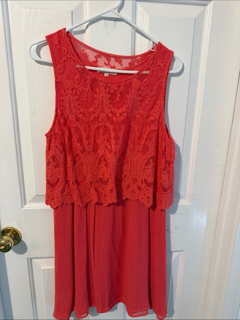 Altar'd State Red Lace Overlay Midi Dress